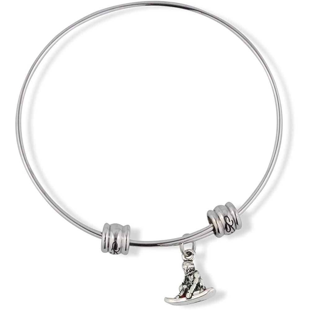 Snowboarder with Red Snowboard Fancy Charm Bangle